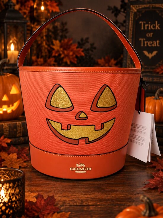 Coach Handbags - Coach Halloween Trick Or Treat Bucket Bag Pumpkin Face